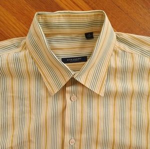 Burberry London Yellow Striped Medium Dress Shirt